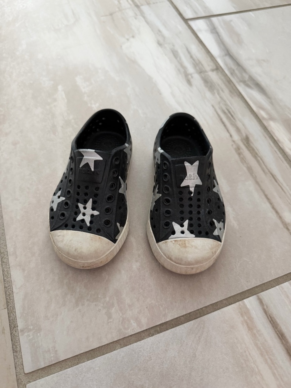 Native Black Star Slip-On Water Shoes with White Stars
